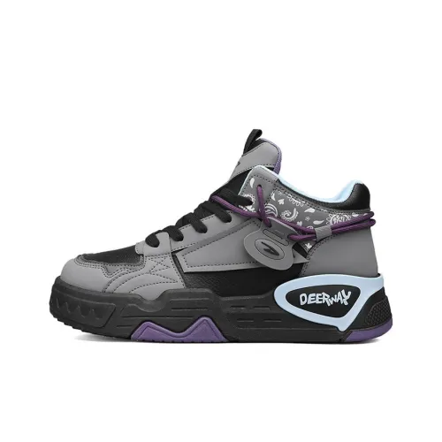 DEERWAY Skateboard Shoes Men High-Top Gray Black Purple