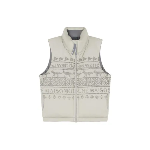 And Wander X Maison Kitsune Vests Unisex Beige