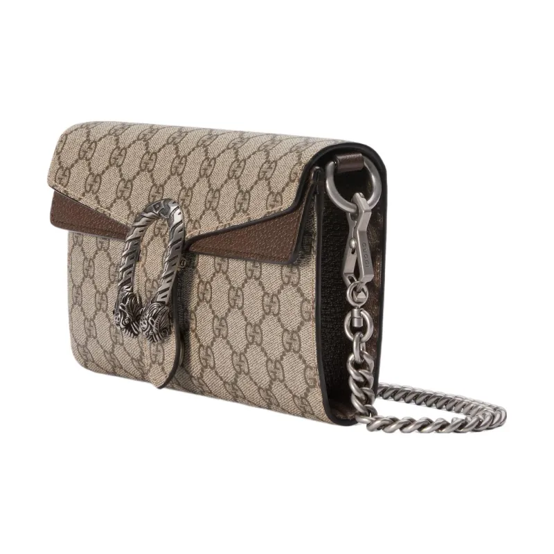 GUCCI Dionysus Leather Paneled Canvas Crossbody Bag, Shoulder Bag Women's Brown-3