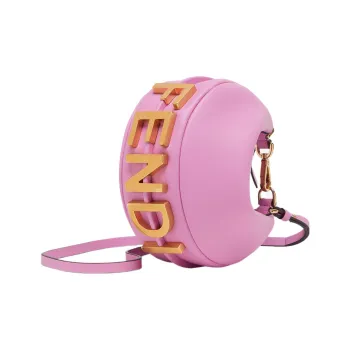 FENDI Fendigraphy Calfskin Patchwork With Soft Leather Crescent Bag Wrist Bag Mini Women's Pink