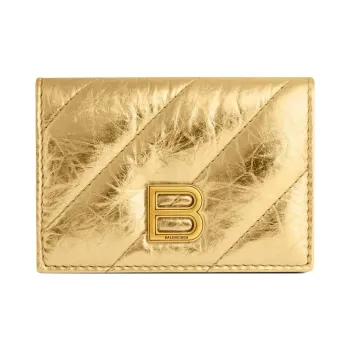 Balenciaga CRUSH Calfskin Wallets Card Holders Regular Women's Gold