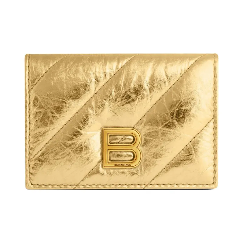 Balenciaga CRUSH Calfskin Wallets Card Holders Regular Women's Gold-0