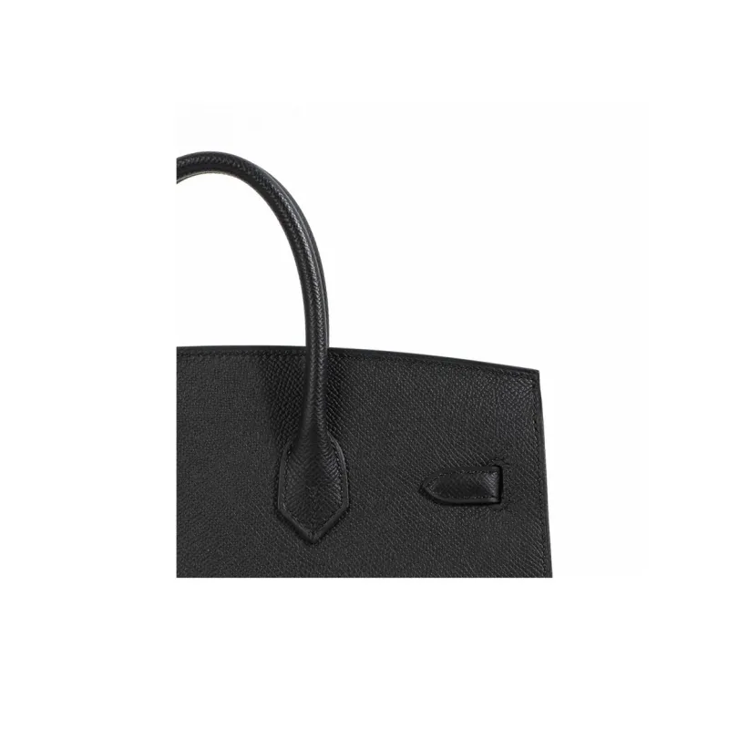HERMES Birkin Epsom Leather Birkin Bag Handbag Women's Noir Black-9