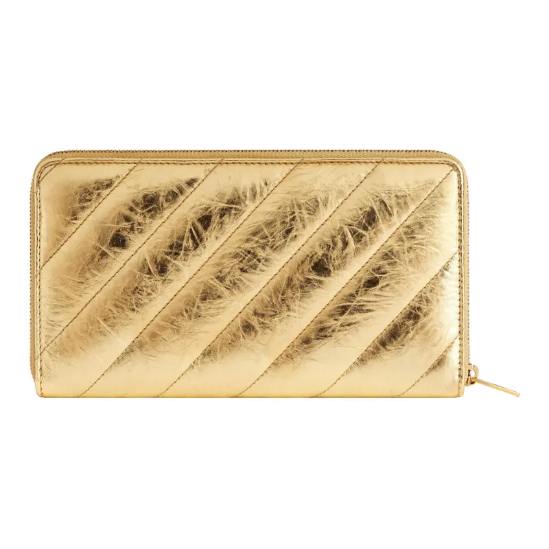 Balenciaga CRUSH Calfskin Wallet Regular Women's Gold-1