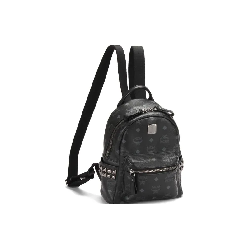 MCM Stark Visetos Polyester Backpack Extra Mini Unisex Black-2