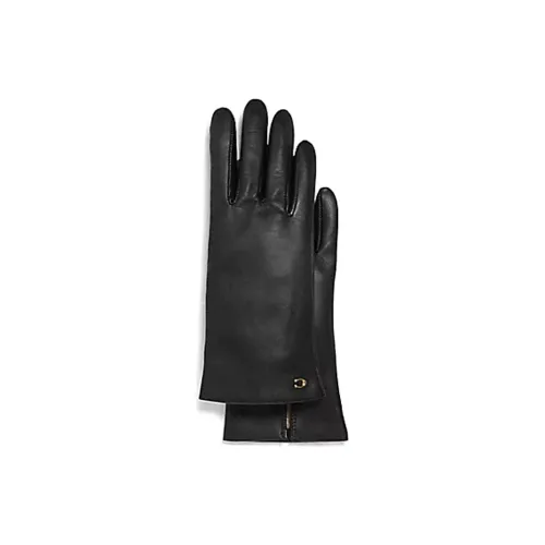COACH Leather Merino Wool Gloves Unisex Black