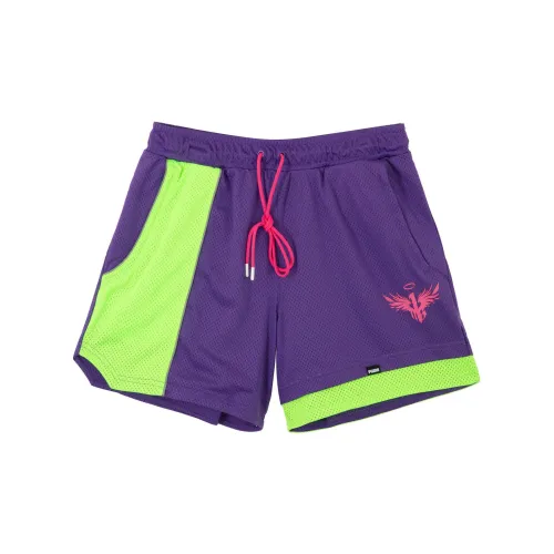 PUMA Casual Shorts Men Violet - Neon Green