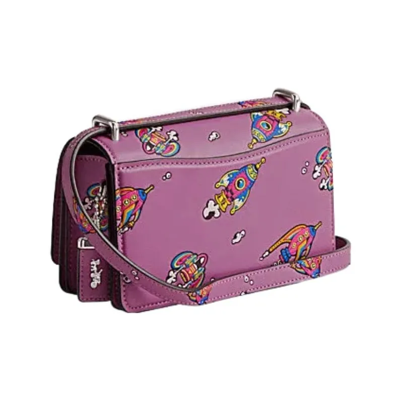 COACH Bandit Cow Leather Small Square Bag Shoulder Bag, Crossbody Bag Trumpets Women's Purple-1
