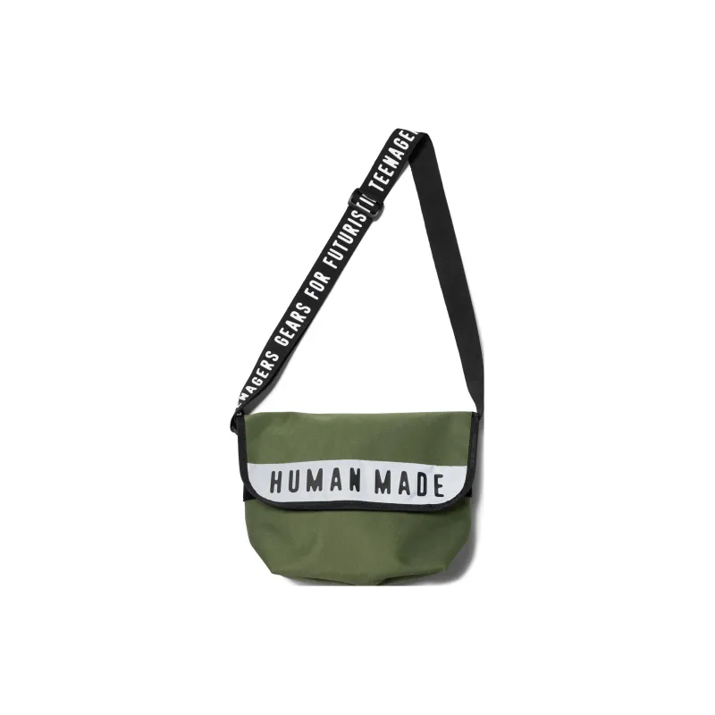 HUMAN MADE Polyester Messenger Bag, Crossbody Bag, Shoulder Bag Medium Size Unisex Olive Umber-0