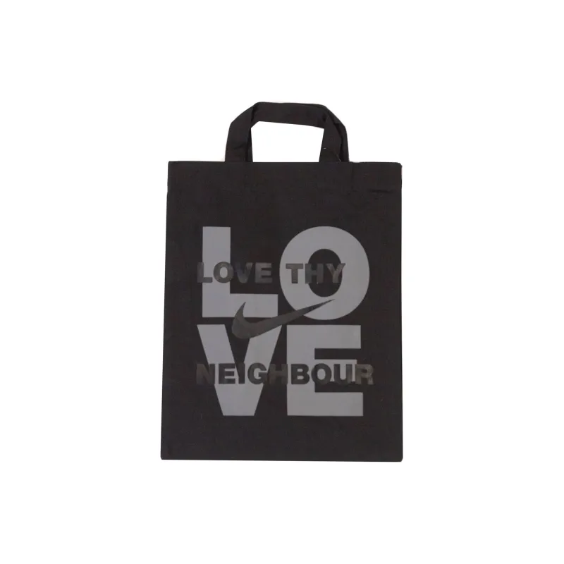 Nike LOVE THY NEIGHBOR Collaboration Cotton Tote Bag Shopping Bag Handbag Regular Unisex Black-0