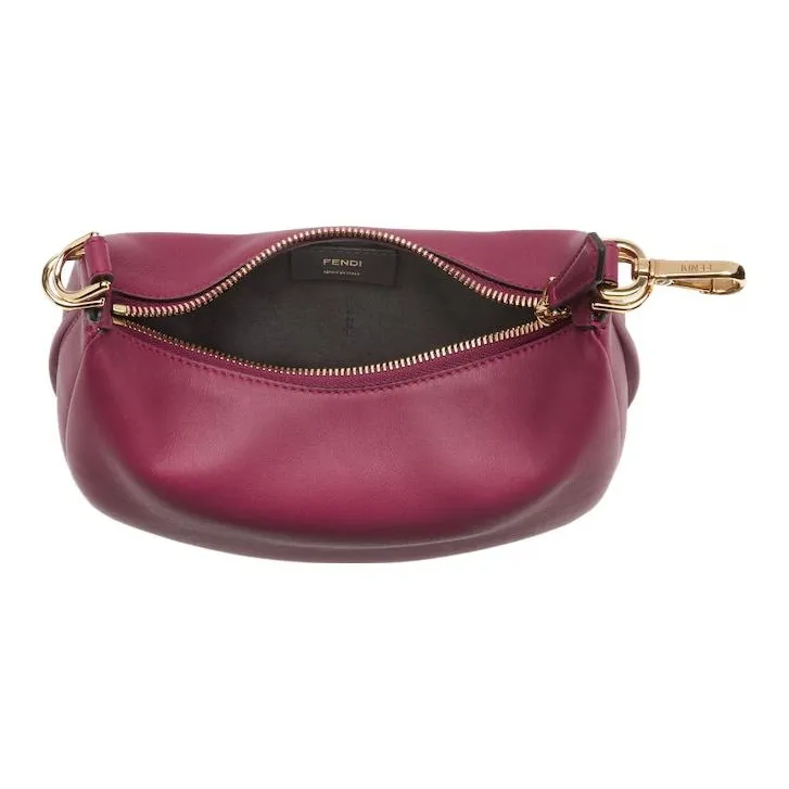FENDI Fendigraphy Calfskin Patchwork With Soft Leather Crescent Bag Wrist Bag Mini Women's Burgundy-2