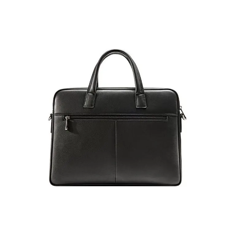 SAMSONITE Cow Leather Laptop Bag, Briefcase, Shoulder Bag, Handbag Men's Black & Coffee-4