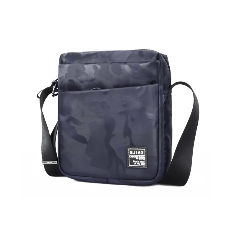 BJIAX Microfiber Synthetic Leather Nylon Crossbody Bag, Shoulder Bag Men's Blue Camouflage/Black Camouflage-1