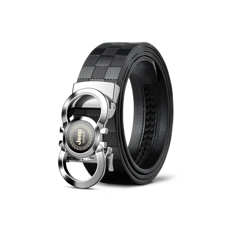 JEEP SPIRIT Trendy Automatic Buckle Business For Young People Top Grain Cow Leather Leather Belts Men's Width  3.5cm-1