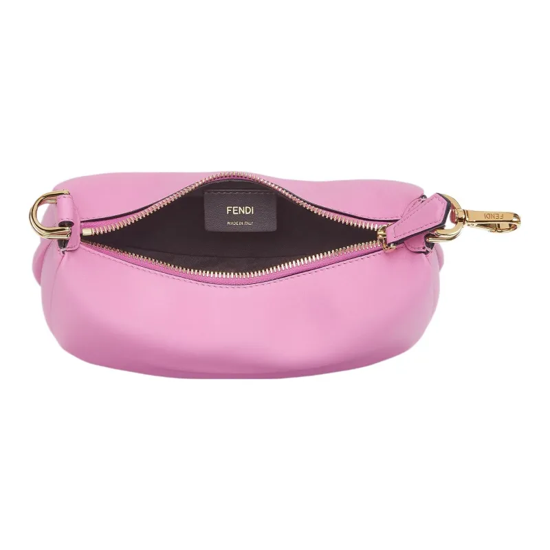 FENDI Fendigraphy Calfskin Patchwork With Soft Leather Crescent Bag Wrist Bag Mini Women's Pink-2