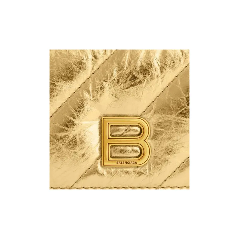 Balenciaga CRUSH Calfskin Wallets Card Holders Regular Women's Gold-3