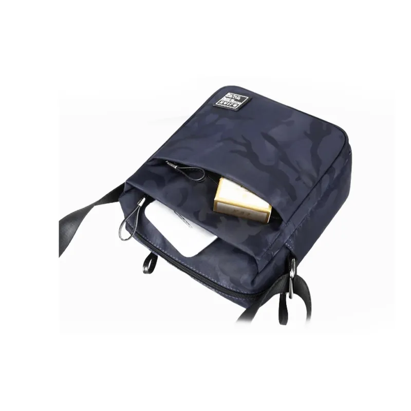 BJIAX Microfiber Synthetic Leather Nylon Crossbody Bag, Shoulder Bag Men's Blue Camouflage/Black Camouflage-3