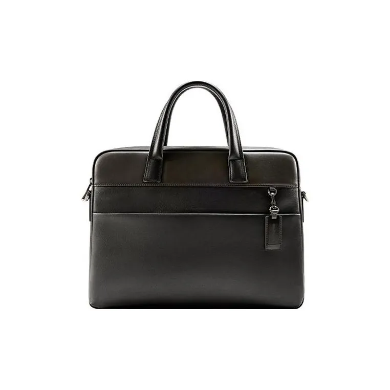 SAMSONITE Cow Leather Laptop Bag, Briefcase, Shoulder Bag, Handbag Men's Black & Coffee-1