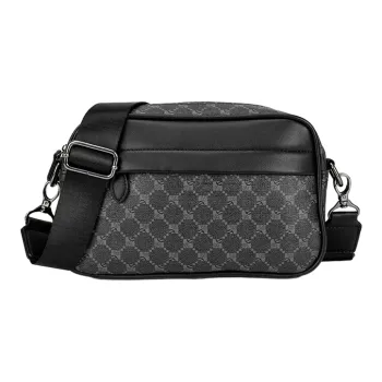 ALNI BITTON PU Bonded Synthetic Leather Crossbody Bag Regular Men's Black Checkerboard/Black/Gray/Green