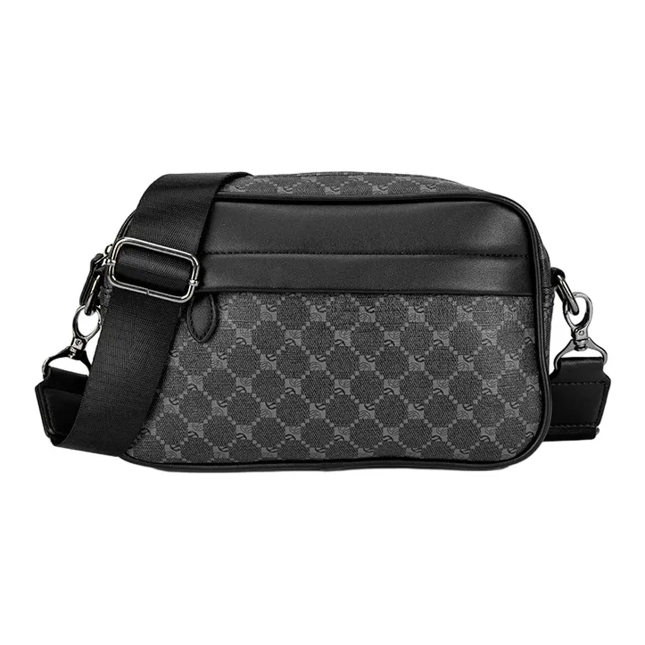 ALNI BITTON PU Bonded Synthetic Leather Crossbody Bag Regular Men's Black Checkerboard/Black/Gray/Green-0