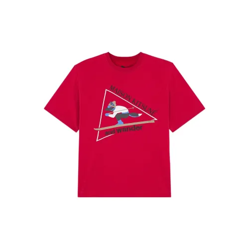 And Wander X Maison Kitsune T-Shirts Unisex Red