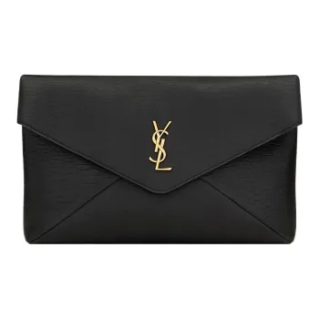 SAINT LAURENT Sheepskin Envelope Clutch Tubas Women's Black
