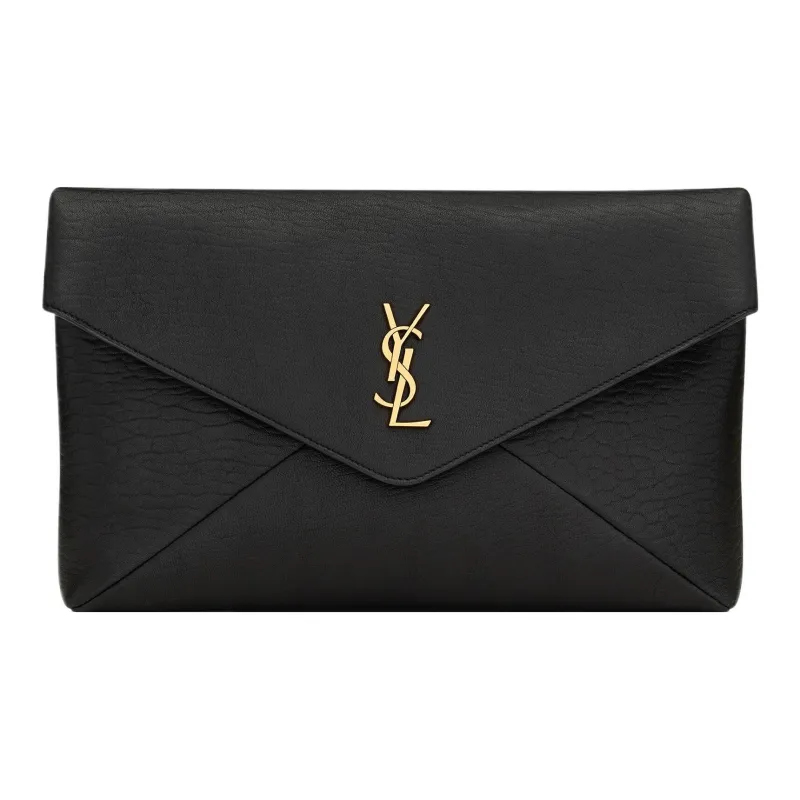 SAINT LAURENT Sheepskin Envelope Clutch Tubas Women's Black-0