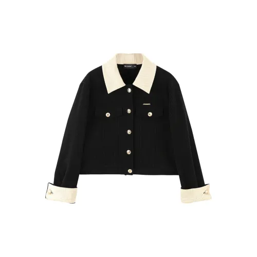 Initial language Cropped Coats Women's Black