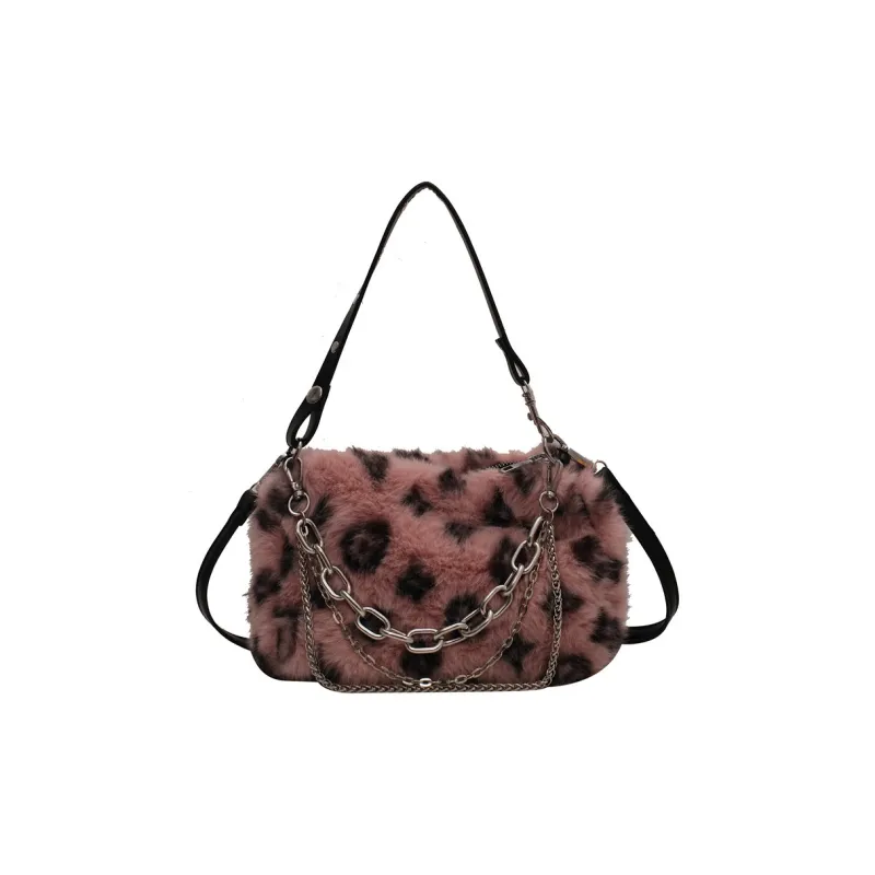 NOMK Plush Chain Bag, Shoulder Bag, Crossbody Bag Regular Women's White/Gray/Pink/Khaki-5
