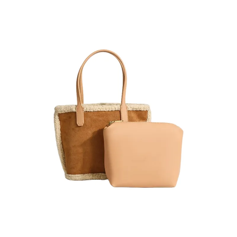 NOMK PU Tote Bag, Shopping Bag, Combo Bag, Handheld Underarm, One Shoulder Handbag Regular Women's Brown-1
