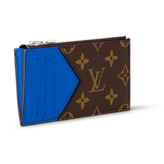 LOUIS VUITTON COIN Monogram Macassar Coated Canvas Card Holder Card Holder Regular Men's Brown & Blue-1
