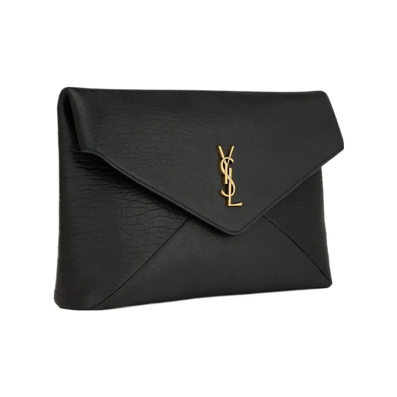 SAINT LAURENT Sheepskin Envelope Clutch Tubas Women's Black-1