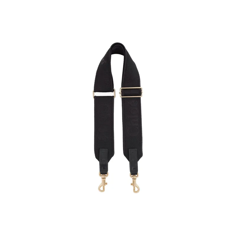 Chloe Canvas Blended With Polyester Bag Straps Women's Black-0