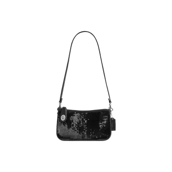 COACH Penn Cow Leather Shoulder Bag Handbag Shoulder Bag Small Size Women's Black