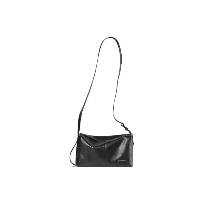 SAMSONITE Cow Leather Shoulder Bag Crossbody Bag Women's Black-0