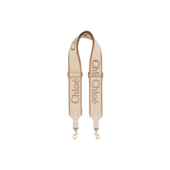 Chloe Canvas Blended With Polyester Bag Straps Women's Pink Beige