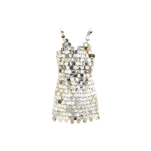 H&M Sequin Disc Mini Dress Silver/Gold