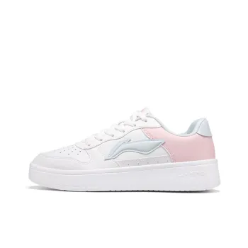 LINING Pontoon Boats Skateboard Shoes Women's Low Top Mist White/Light Pink