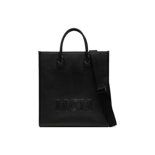 MCM Calfskin Tote Bag, Shopping Bag, Handbag Large Size Unisex Black