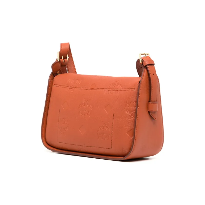 MCM Aren Nappa Leather Crossbody Bag, Shoulder Bag Small Size Women's Mumbai Brown-1