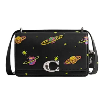 COACH Bandit Cow Leather Small Square Bag Shoulder Bag, Crossbody Bag Small Size Women's Black