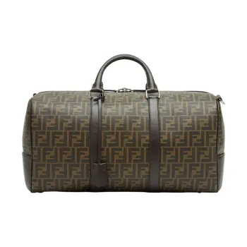FENDI Calfskin With Polyurethane One Shoulder Crossbody Handbag, Travel Bag Tubas Men's Brown