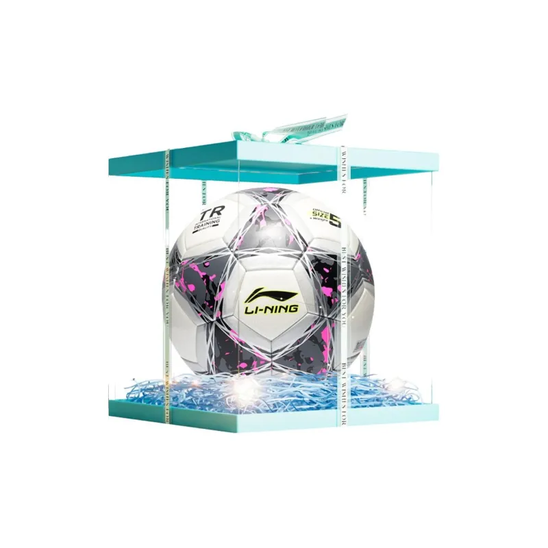 LiNing Size 5 Ball Soccer TPU Machine Stitched Soccer Ball Unisex Silver White/Rose Red-11