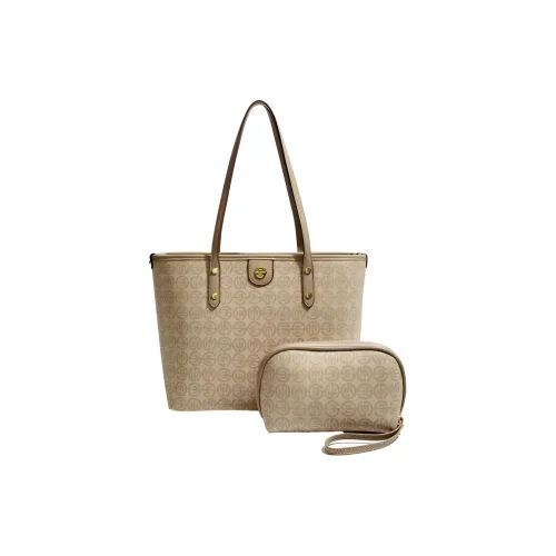 UNITE STAR PU Combo Bag Tote Bag Shopping Bag Handbag Shoulder Bag Medium Size Women's Brown/Khaki