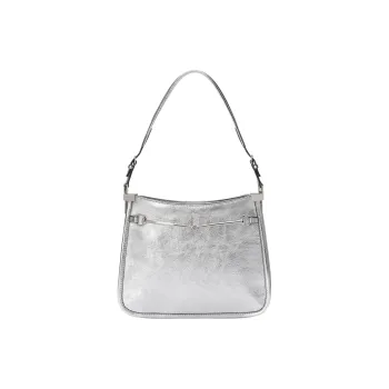 GUCCI Horsebit Leather Handbag Shoulder Bag Women's Silver