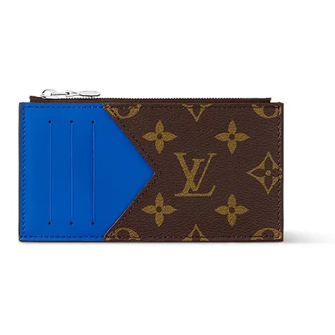 LOUIS VUITTON COIN Monogram Macassar Coated Canvas Card Holder Card Holder Regular Men's Brown & Blue-0