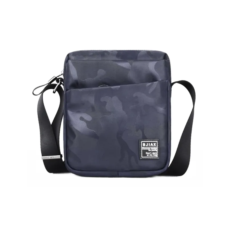 BJIAX Microfiber Synthetic Leather Nylon Crossbody Bag, Shoulder Bag Men's Blue Camouflage/Black Camouflage-4