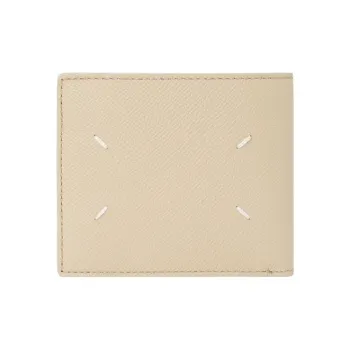 Maison Margiela Grain Calfskin Card Holder, Wallet Men's Beige