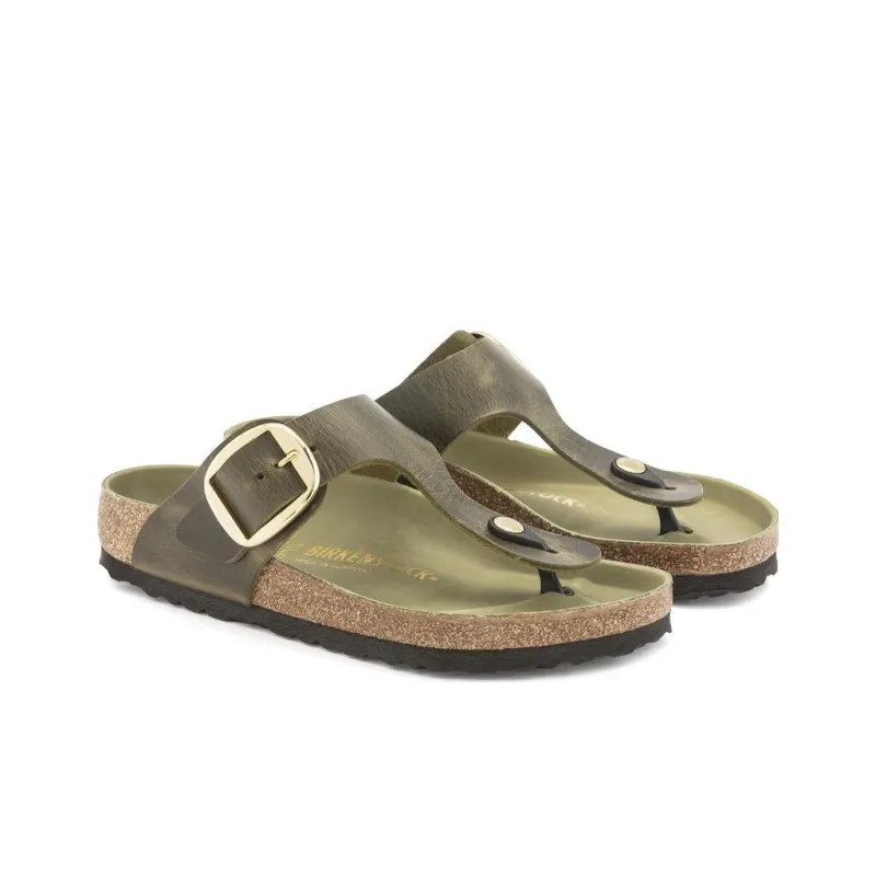Birkenstock Gizeh Big Buckle Quiet Quick Dry Flip Flops Women's Olive Green Regular-2