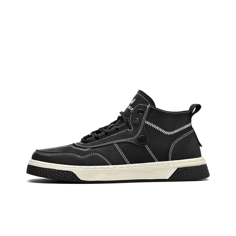 Rich Birds Mid Top Skateboard Shoes Men's Black-0